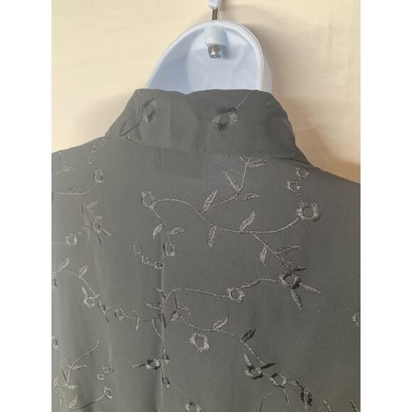 Joanna Blouse Womens Medium Black Button Up Polyester 3/4 Sleeve No Pocket Shirt - Picture 9 of 13